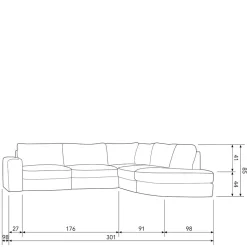 L Sofa aus Webstoff in Anthrazit - Jilatov