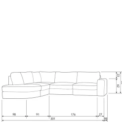 L Sofa aus Webstoff in Anthrazit - Jilatov