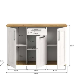 Landhaus Anrichte in Holzoptik Lärche Weiß - Tocella