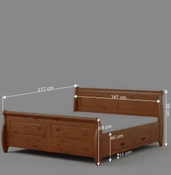 Landhaus Bett in 140x200 mit Schubladen - Lusanne