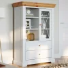 Landhaus Highboard in Weiß & Kiefer Natur - Saluts