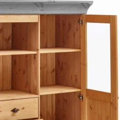 Landhaus Highboard mit Glas aus Kiefer - Eshelas