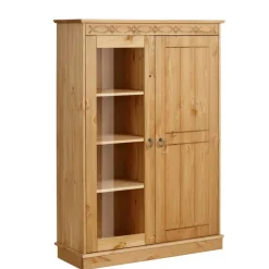 Landhaus Highboard Vitrine aus Kiefer - Goro