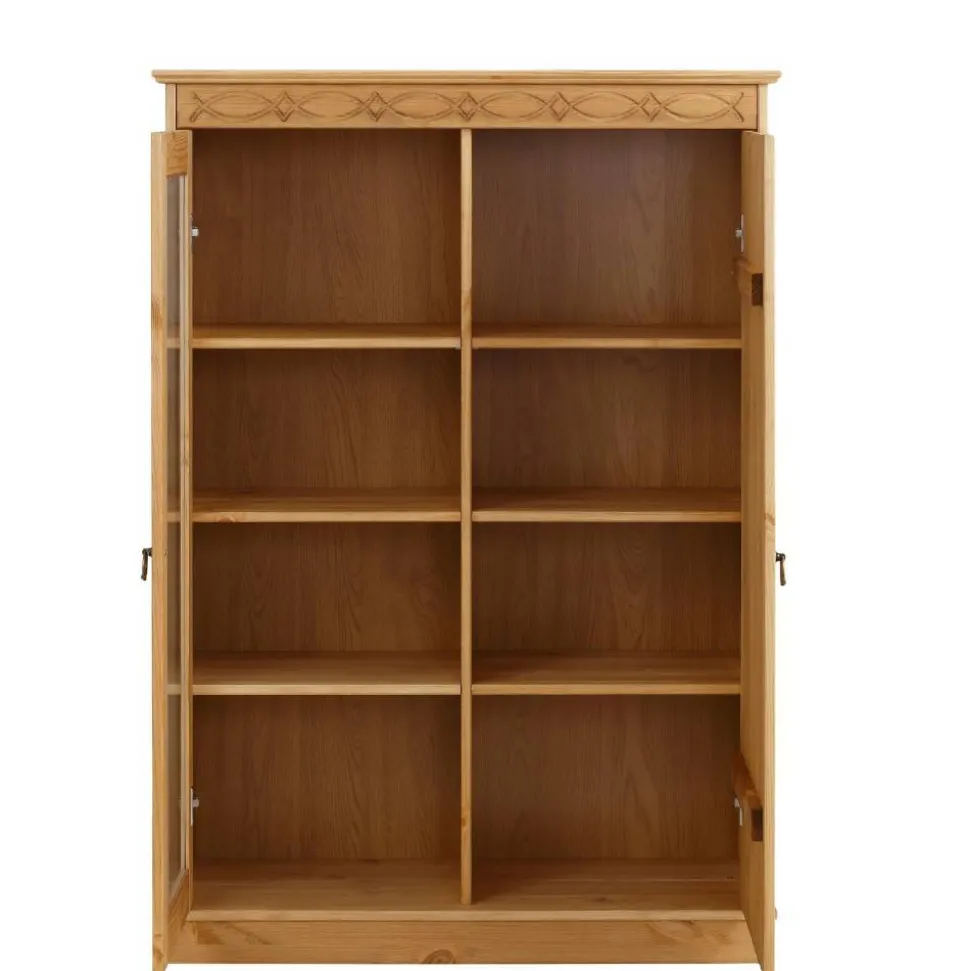 Landhaus Highboard Vitrine aus Kiefer - Goro