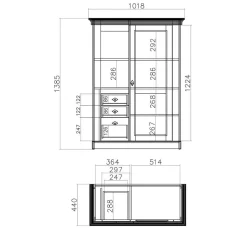 Landhaus Möbel Kombination für Wohnzimmer - Diatara (vierteilig)