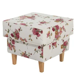 Landhaus Polsterhocker mit Blumen Stoff - Blackbeard