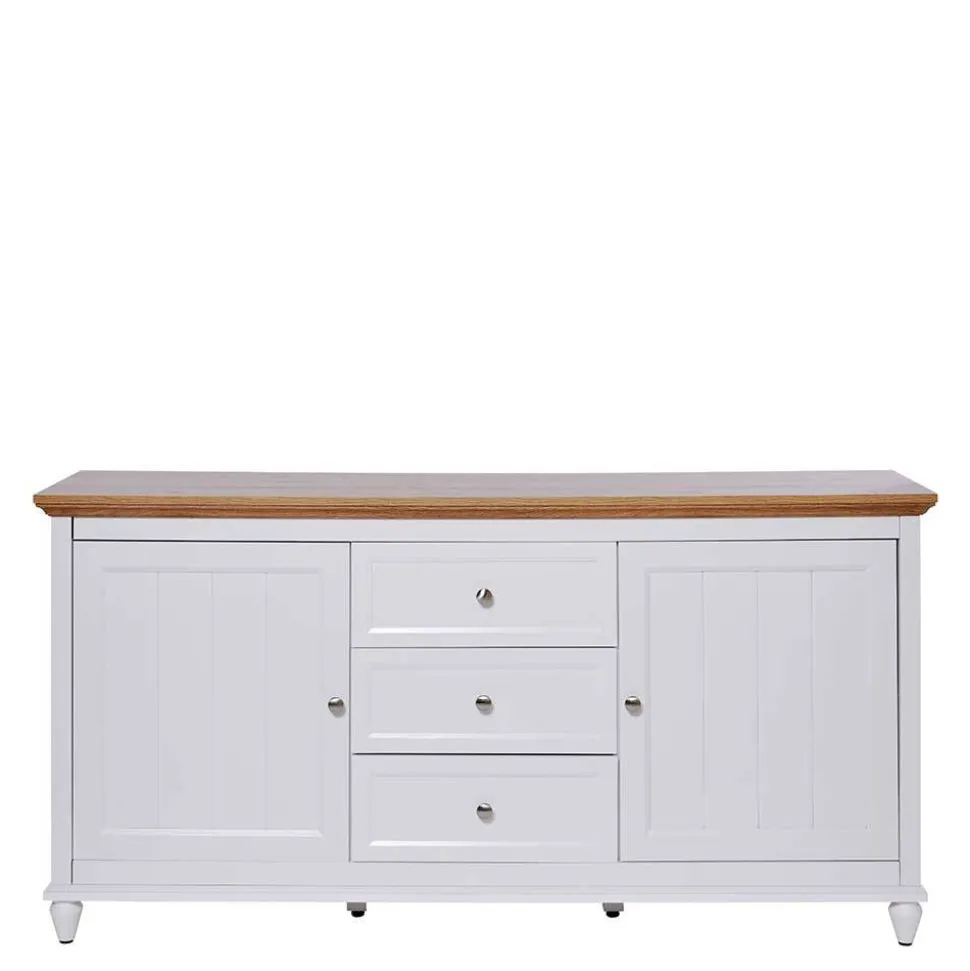 Landhaus Sideboard in Weiß und Eiche - Smaly
