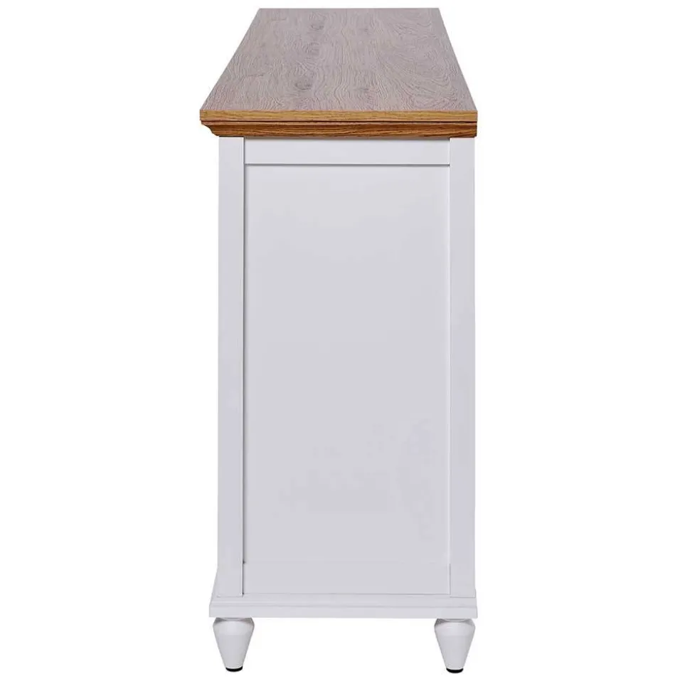 Landhaus Sideboard in Weiß und Eiche - Smaly