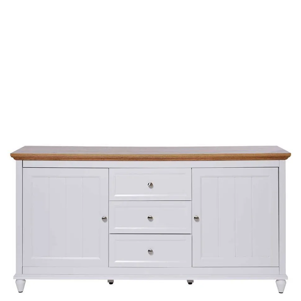 Landhaus Sideboard in Weiß und Eiche - Smaly