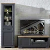 Landhaus TV Lowboard & Standvitrine - Thumbs (zweiteilig)