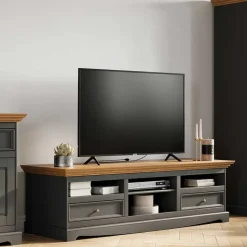 Landhaus TV Lowboard in Grau und Eiche - Witenga