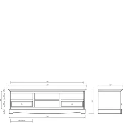 Landhaus TV Lowboard in Weiß lackiert - Indico