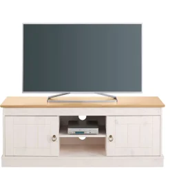 Landhaus TV-Board in Weiß und Kiefer Honig - Zentra