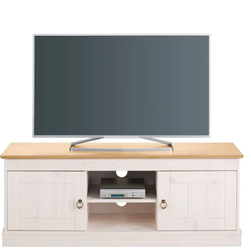 Landhaus TV-Board in Weiß und Kiefer Honig - Zentra