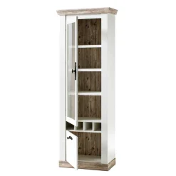 Landhaus Wohnzimmer Möbel Set Nedita in Weiß & Pinie (vierteilig)