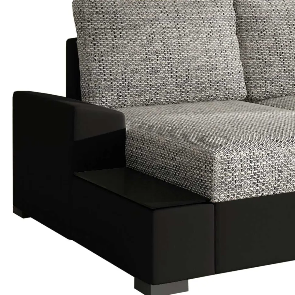L-Design Schlafcouch in Beigegrau und Schwarz - Rosch