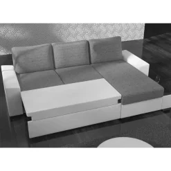 L-Design Schlafcouch in Beigegrau und Schwarz - Rosch