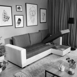 L-Design Schlafsofa in Hellgrün und Weiß - Ingo
