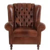 Leder Ohrensessel in Braun Chesterfield - Karim