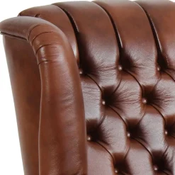 Leder Ohrensessel in Braun Chesterfield - Karim