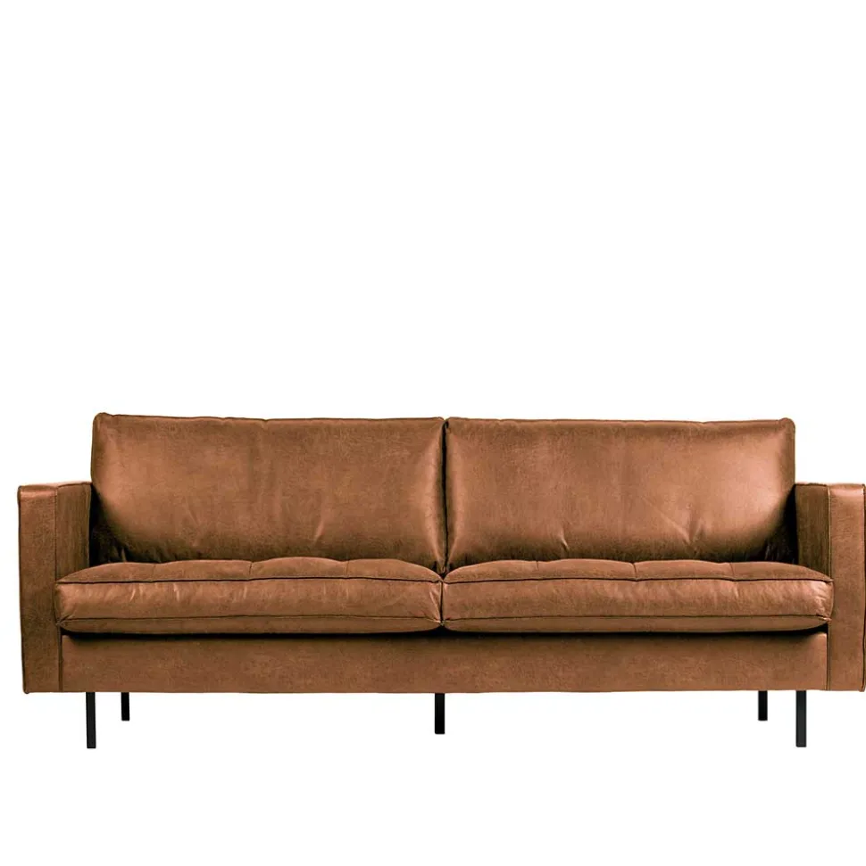 Leder 3-Sitzer Couch in Braun Cognac - Eterna