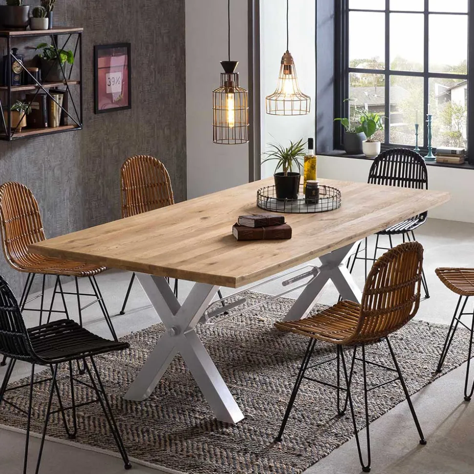 Living Edge Wildeiche Tisch mit X Füßen - Gastruna