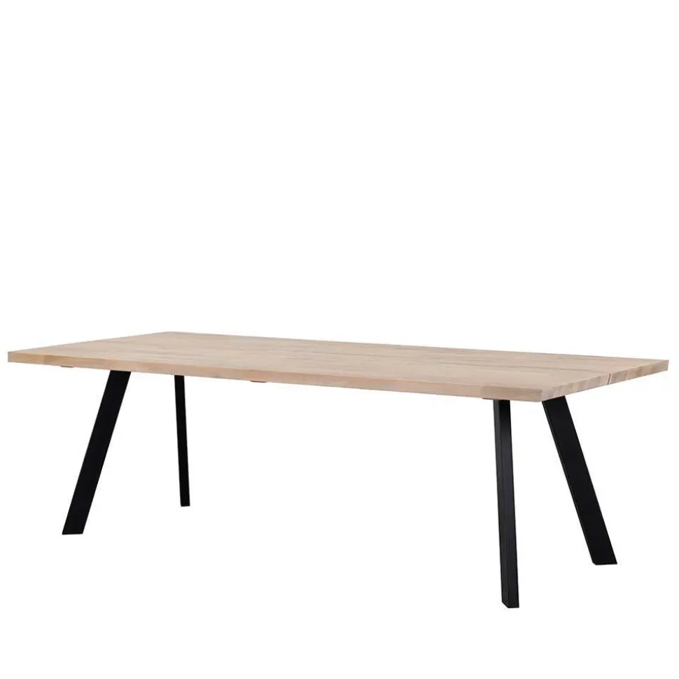 Loft Esstischgruppe mit Eiche White Wash Tisch Pulva & 6 Schalenstühlen (siebenteilig)