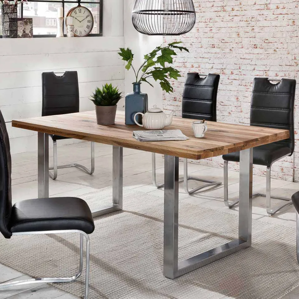 Loft Tisch Nestore aus Eiche und Edelstahl