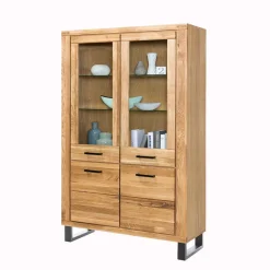 Loft Vitrinenschrank in teilmassiver Wildeiche - Arello