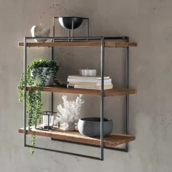 Loft Wandregal aus Teak Holz & Metall - Teako
