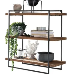 Loft Wandregal aus Teak Holz & Metall - Teako