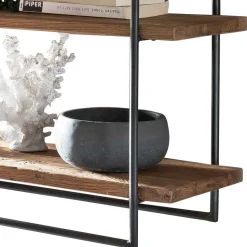 Loft Wandregal aus Teak Holz & Metall - Teako