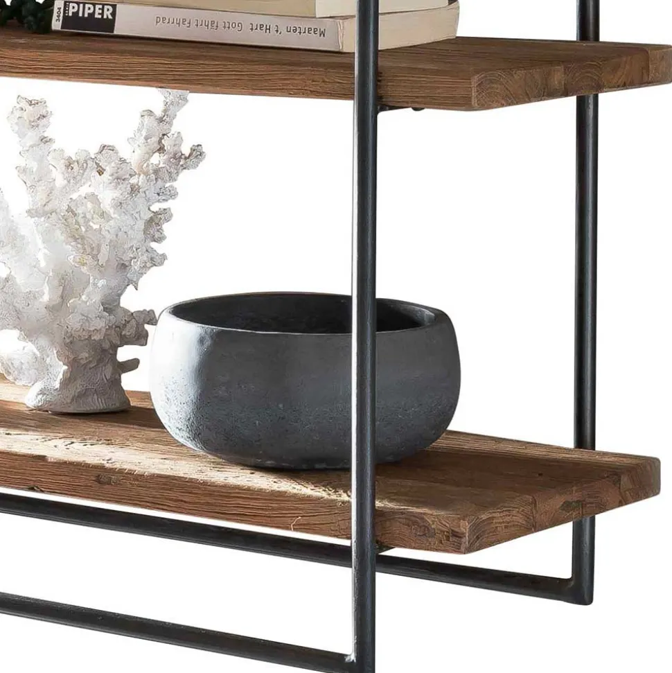 Loft Wandregal aus Teak Holz & Metall - Teako