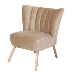 Loungesessel in Beige und Buche Natur - Lianzo