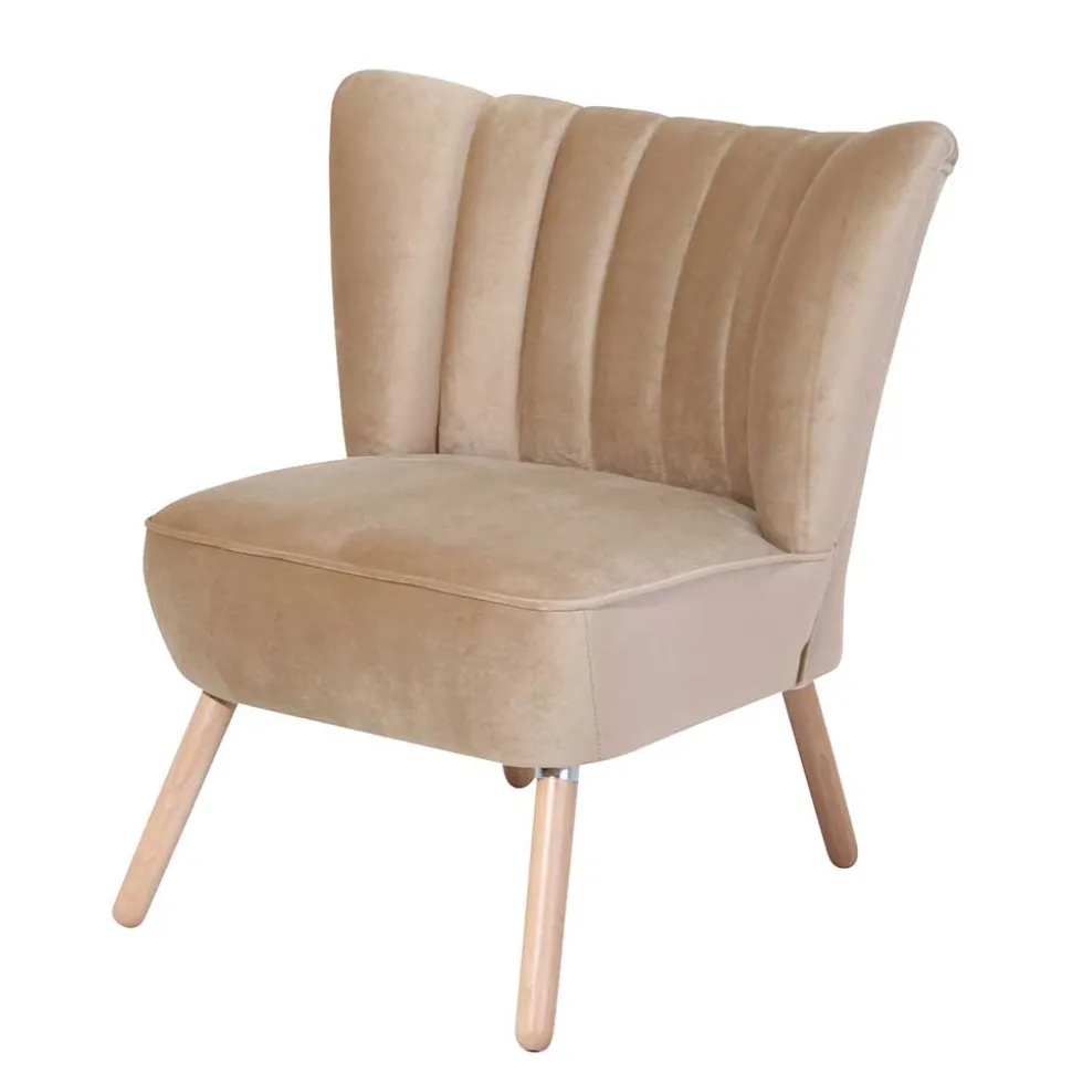 Loungesessel in Beige und Buche Natur - Lianzo