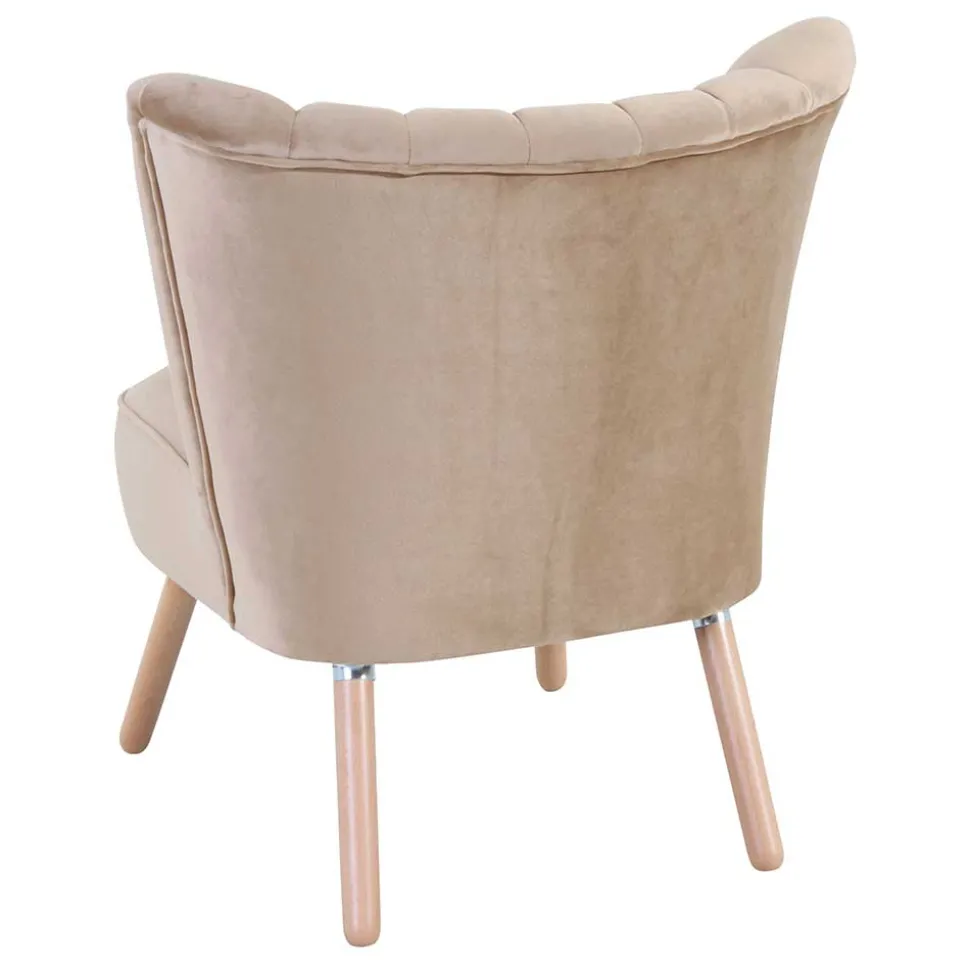 Loungesessel in Beige und Buche Natur - Lianzo