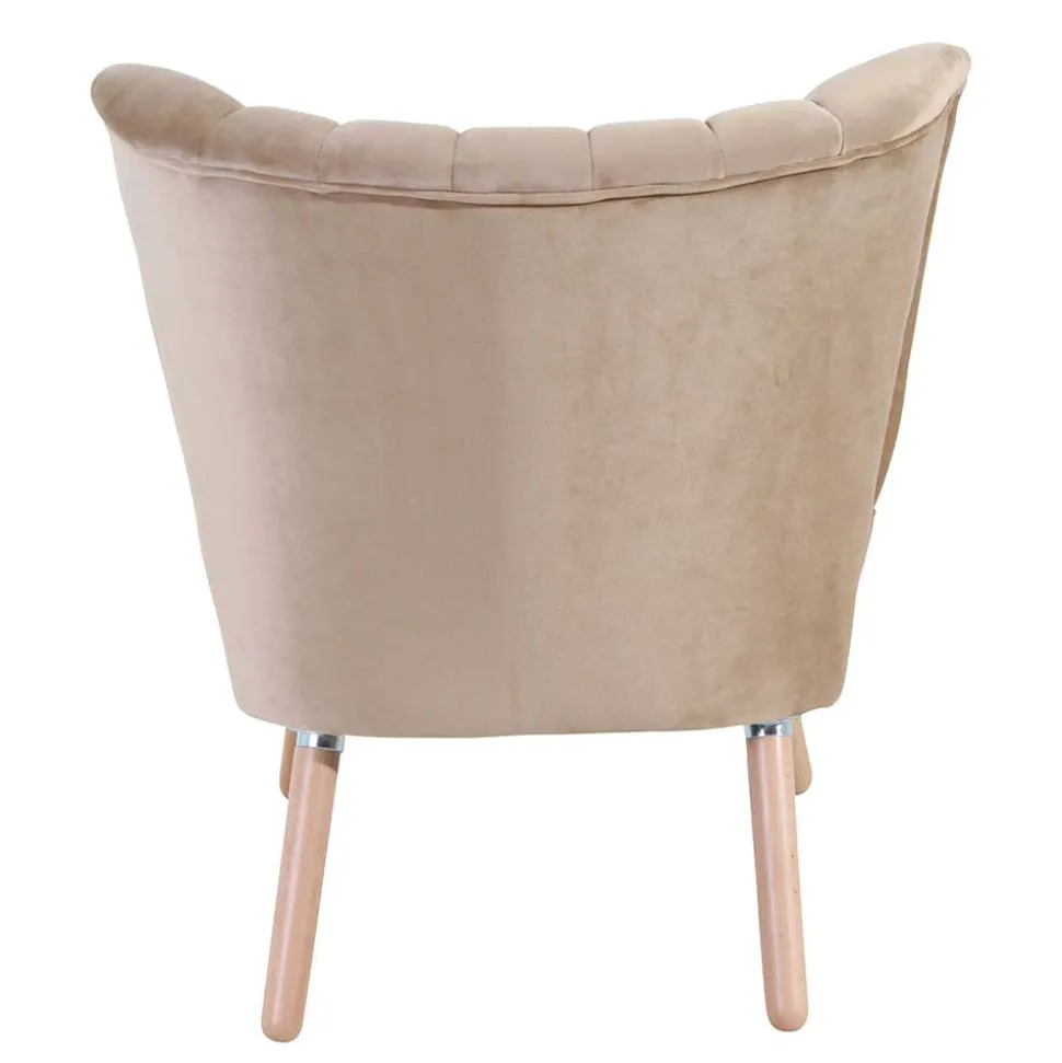Loungesessel in Beige und Buche Natur - Lianzo