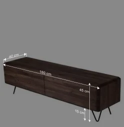 Lowboard aus Nussbaum mit zwei Schubladen - Rivossa