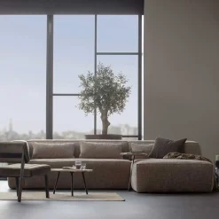 L-Sofa aus Stoff in Beigegrau - Babro
