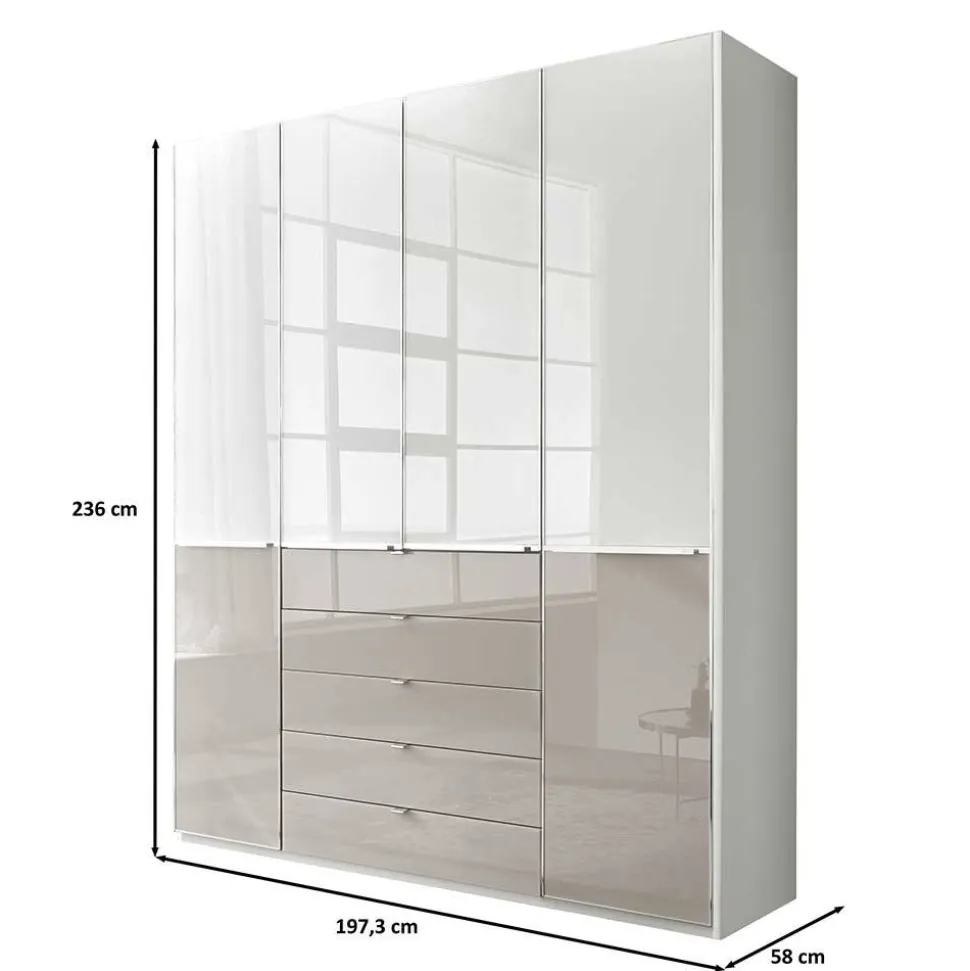 1,98m Kombi-Kleiderschrank mit Glasfront - Pascan