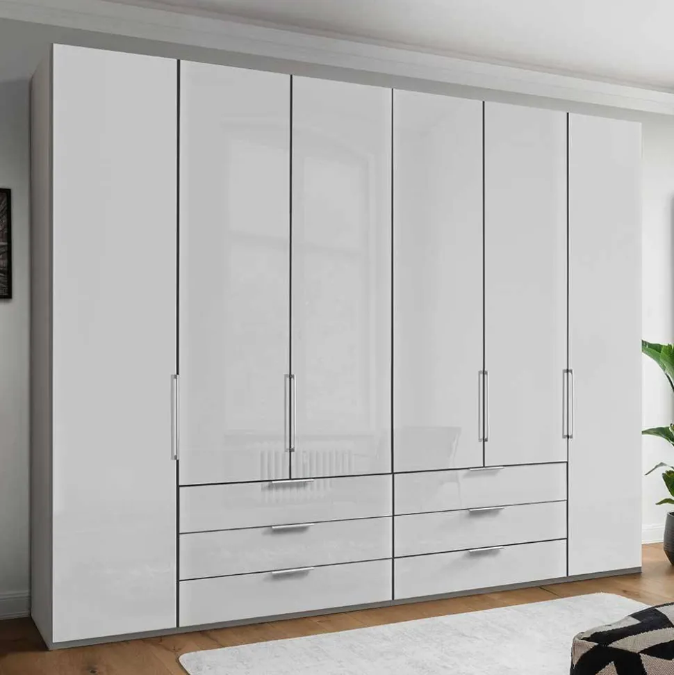 3m 4-türiger Kleiderschrank in Weiß Glasfront - Cara