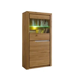 Massiv Vitrine Croconia aus Wildeiche Bianco