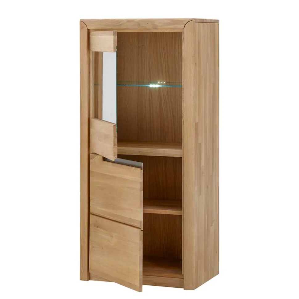 Massiv Vitrine Croconia aus Wildeiche Bianco