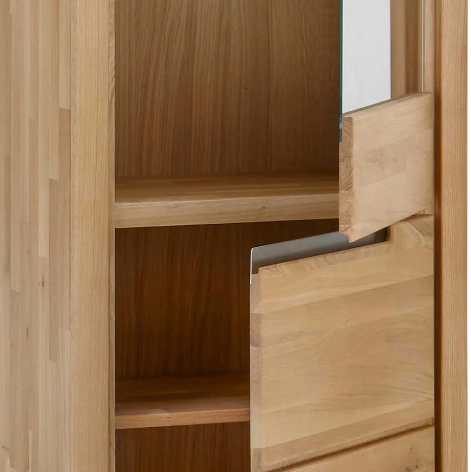 Massiv Vitrine Croconia aus Wildeiche Bianco