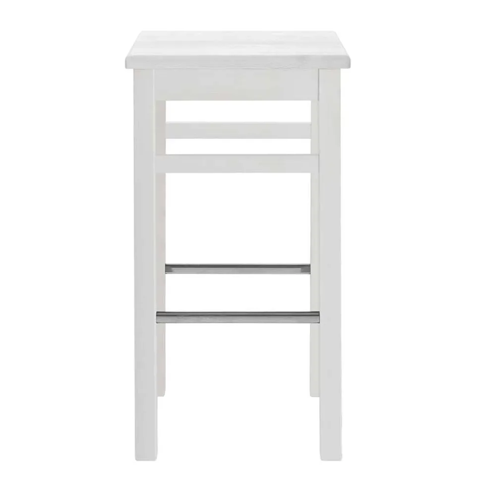 Massivholz Barhocker in Weiß lackiert - Zanaris