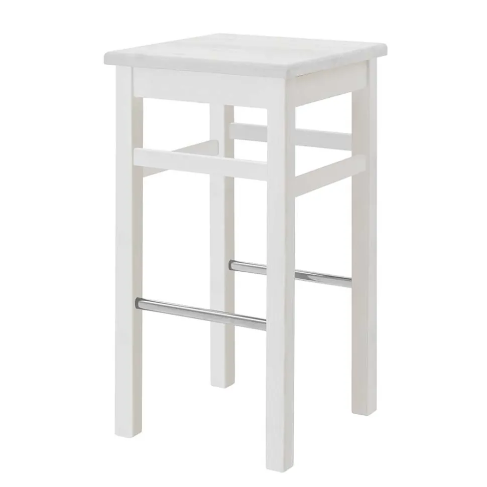 Massivholz Barhocker in Weiß lackiert - Zanaris