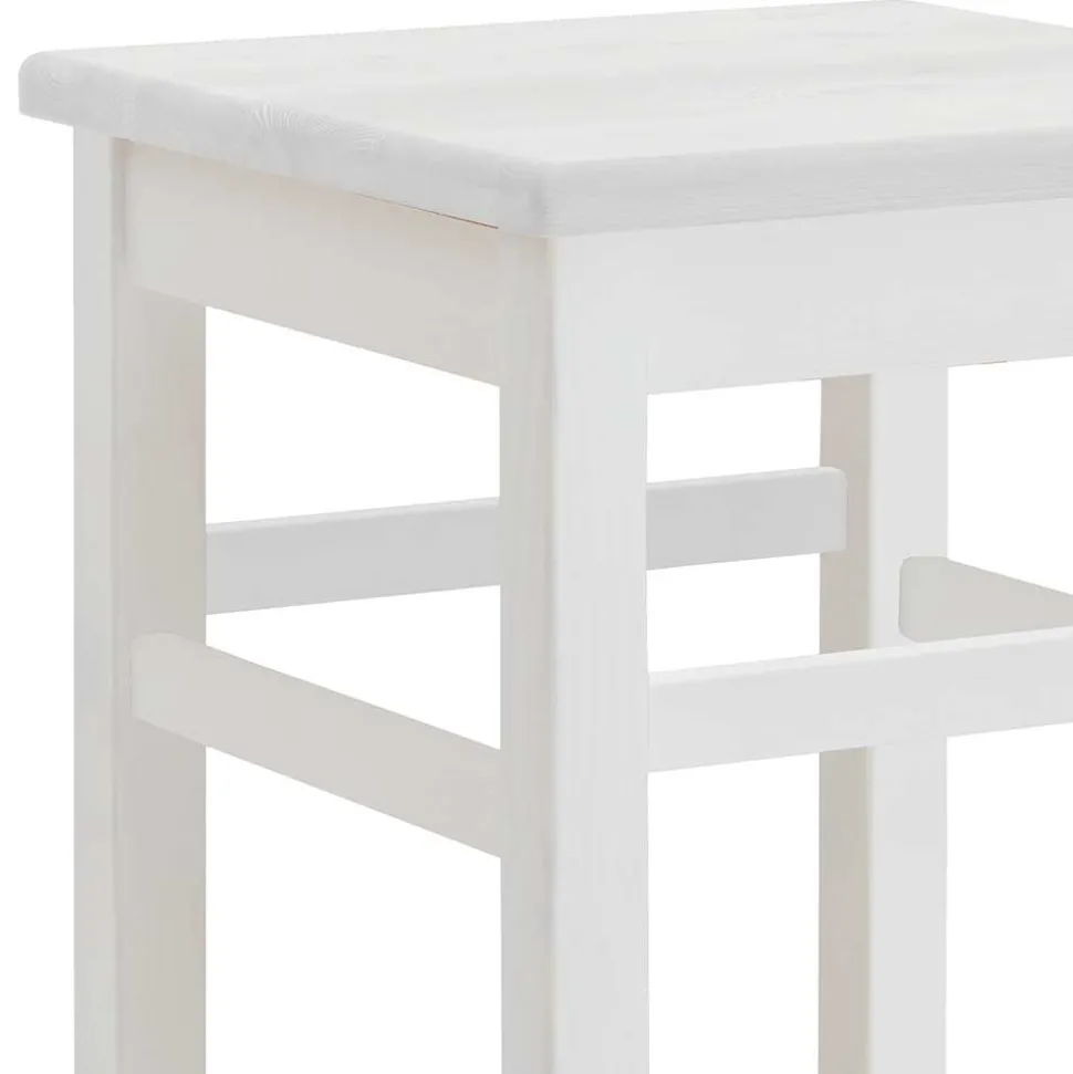 Massivholz Barhocker in Weiß lackiert - Zanaris