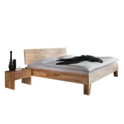 Massivholz Doppelbett Acientra aus Kernbuche geölt (dreiteilig)