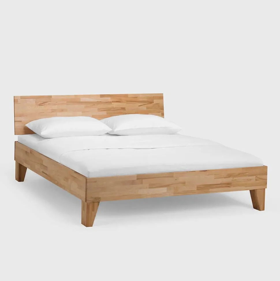 Massivholz Doppelbett Acientra aus Kernbuche geölt (dreiteilig)