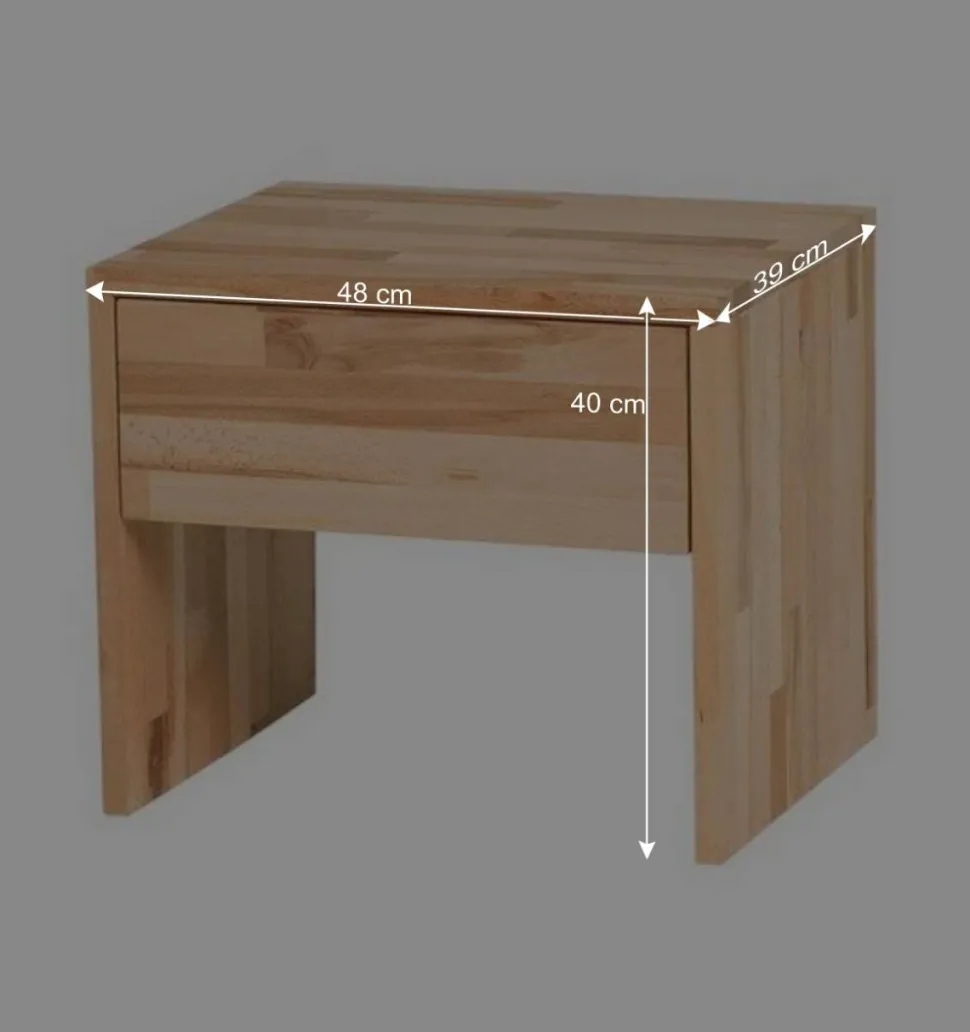 Massivholz Doppelbett Acientra aus Kernbuche geölt (dreiteilig)